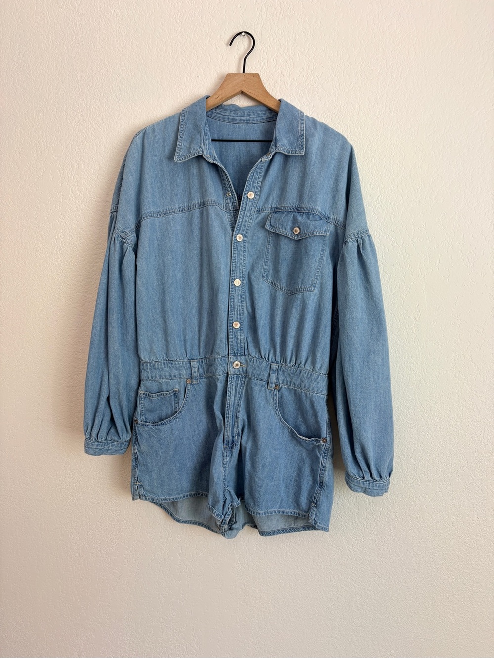 Free People Zodiac Chambray Denim One-Piece Romper - Picture 6 of 9